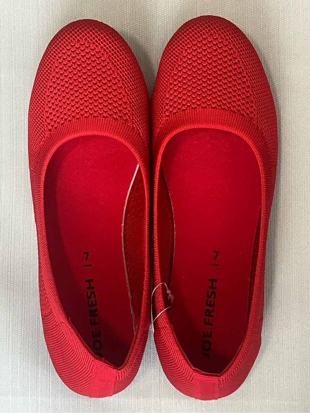 NWT Joe Fresh Red Knit Ballet Flats Size 7 | Lightweight Slip-On Shoes